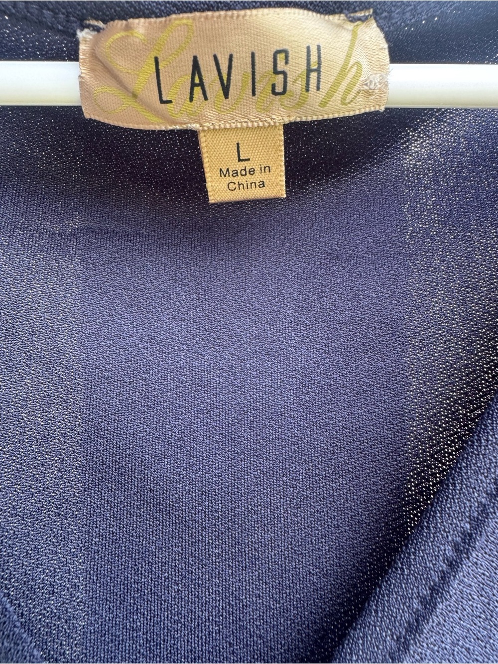 Lavish Navy V-Neck Button Front Tie-Waist Blouse - Picture 3 of 5